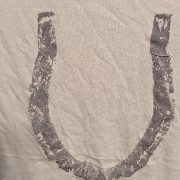 J. Crew White Tee with Gray Horseshoe Design..Small - Picture 3 of 3